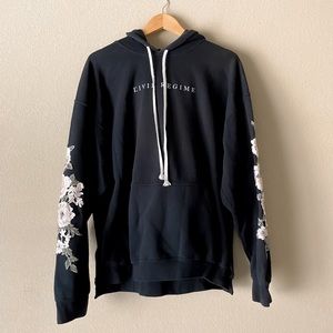 Civil Regime Rose Embroidered Hoodie Size XL